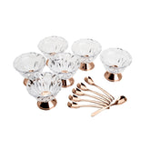 Conjunto 6 Bowls Taças Cristal Para Sobremesa + 6 Colheres Rose Gold - Ela Decora